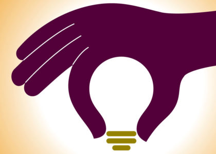 Hand and lightbulb graphic