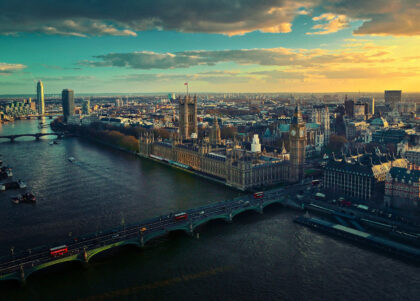 A photo of the Thames River in London.