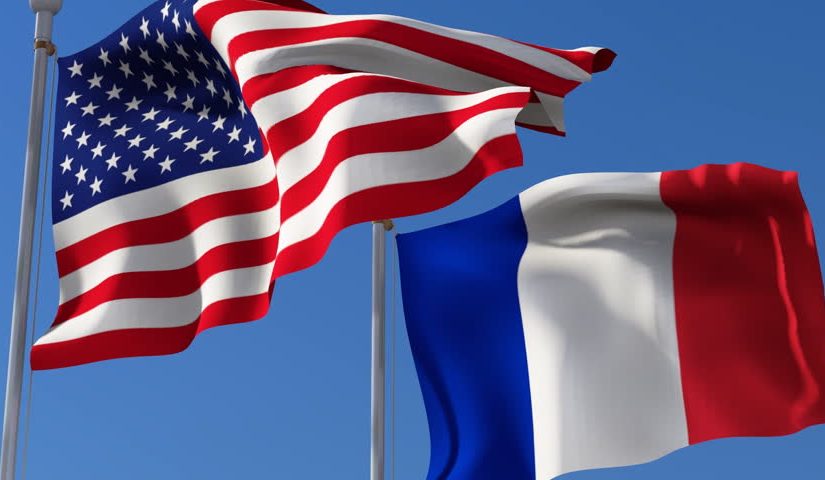 United States and France flags