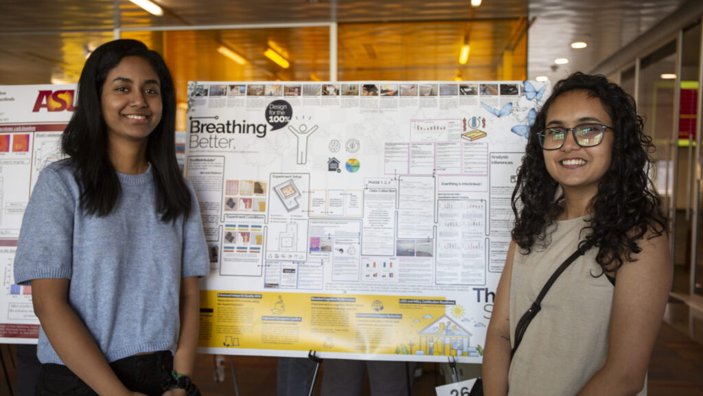 Students share their research in the School of Sustainable Engineering and the Built Environment at an event at the Paul C. Helmick Center at Arizona State University's Tempe campus on Feb. 28, 2025. Photo by Lisa Irish/ ASU